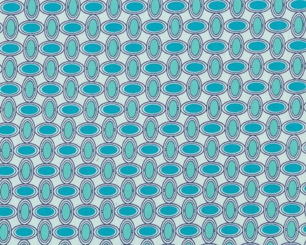 Feiner Popeline-Patchworkstoff "Floressence" mit Gitter-Muster aus Ovalen, helles petrol-türkis
