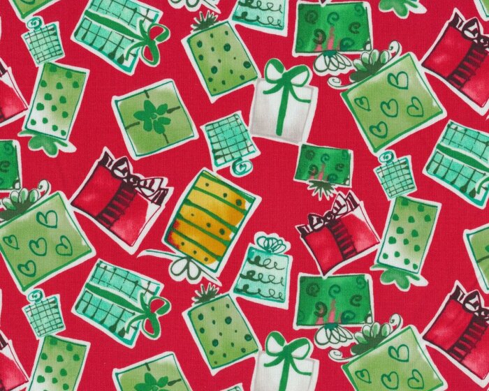 Patchworkstoff JOYFUL HOLIDAY, Geschenke, gedecktes rot