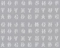 B-Ware Baumwollstoff BARON, Stick-Buchstaben,...