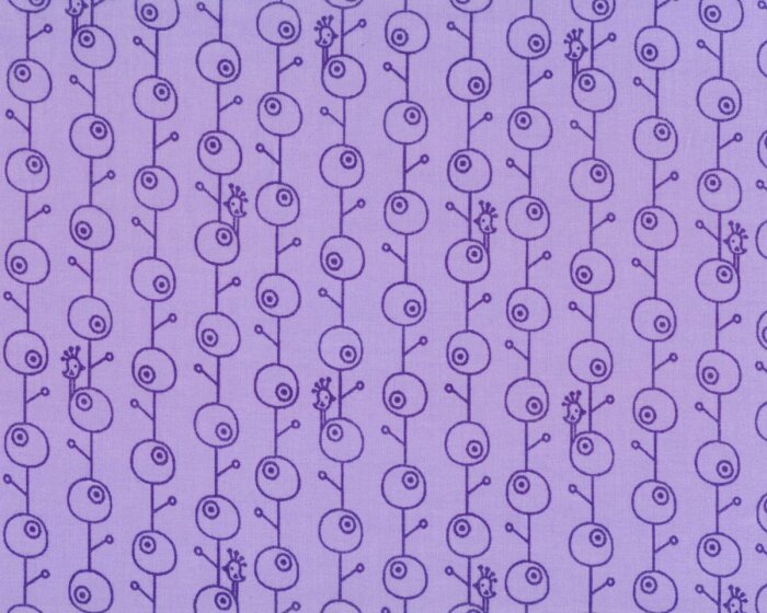 Zarter Batist, Voile NANCY, Comic-Stengel mit Piepmatz, helllila