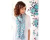Feiner Popeline-Patchworkstoff "Floressence" mit regelmäßigen Blumen, helles petrol-helles altrosa