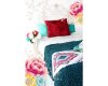 Feiner Popeline-Patchworkstoff "Floressence" mit regelmäßigen Blumen, helles petrol-helles altrosa