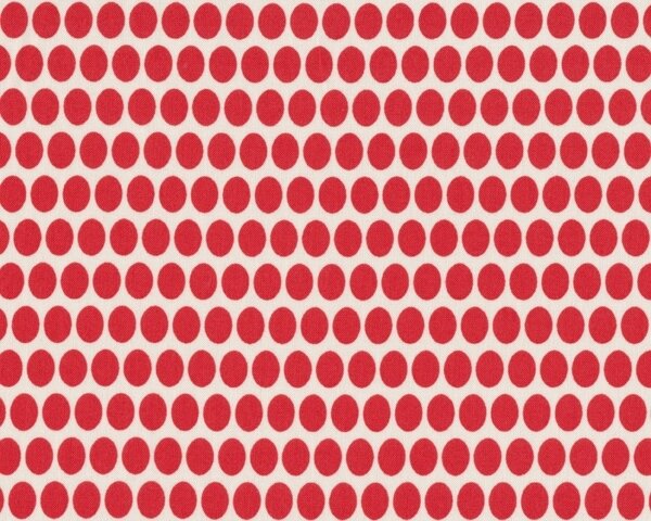 Patchworkstoff "Table Dance" mit Reihen aus eiförmigen Kreisen, rot
