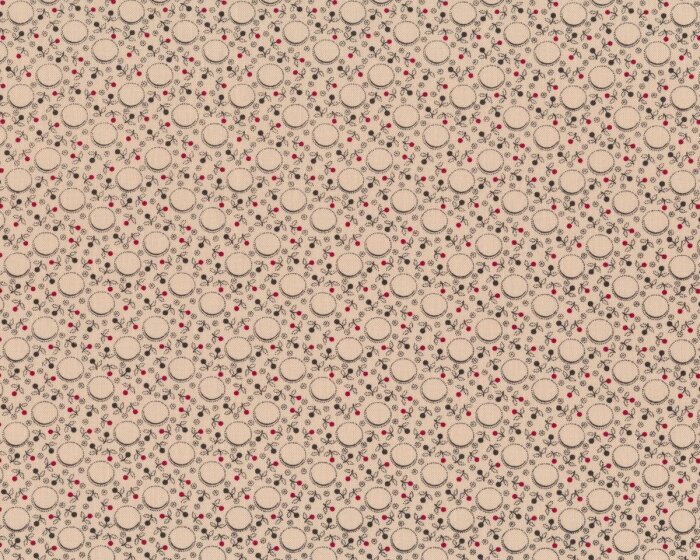 Patchworkstoff PAISLEY PERSUASION, Kugel-Blümchen, beige-dunkelrot-schwarz