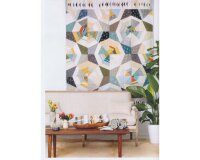 Patchworkstoff SHIMMER, Waben-Kreise, steingrau-silber metallic