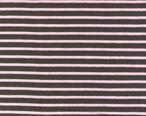 Baumwoll-Jersey "Campan" mit Streifen, gedecktes dunkles grüngrau-rosa