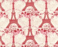 Patchworkstoff Penelope, Paris mit Eiffelturm und Blumen,...