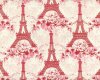 Patchworkstoff "Penelope", Paris mit Eiffelturm und Blumen, creme-pastellrot