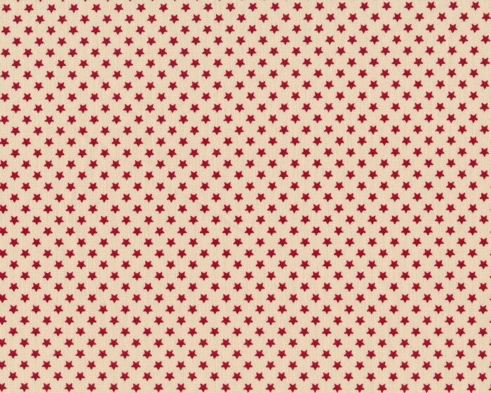 Patchworkstoff SCANDI CHRISTMAS, kleine Sterne, hellbeige-dunkelrot