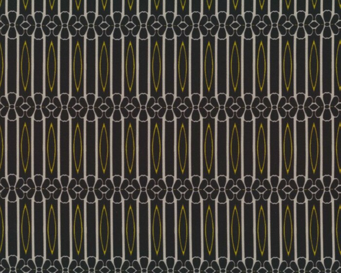 Designer-Microfaserstoff aus Italien MOLINA, Blüten-Streifen,schwarz-hellbeige