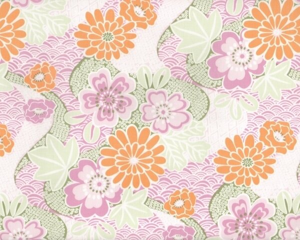 Laminierter Stoff "Soliel Laminated" mit Blumen-Blätter-Muster, rosa