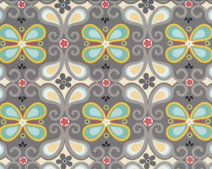 Patchworkstoff RHAPSODY BOP, Blumenornamente, steingrau-mintgrün