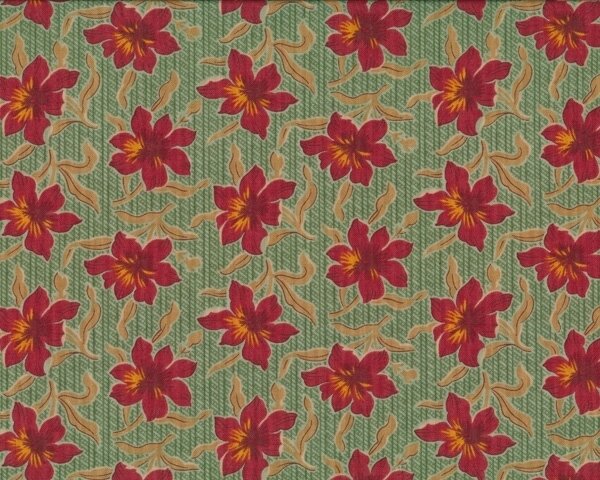 Patchworkstoff JELLY BEAN, Blüten, schilfgrün-gedecktes rot, Moda Fabrics