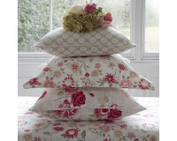 Englischer Dekostoff Clarke & Clarke ROSE GARDEN, Rosen, mintgrün-rosa