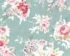 Englischer Dekostoff Clarke & Clarke ROSE GARDEN, Rosen, mintgrün-rosa