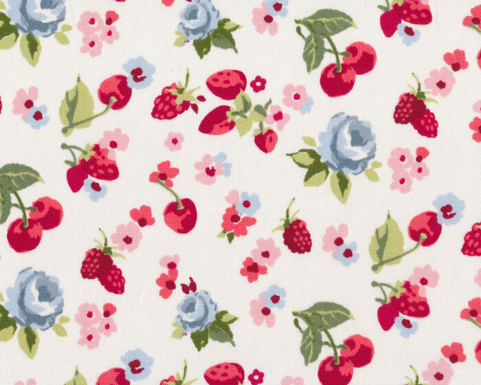 Dekostoff SUMMER FRUITS, Früchte und Blumen, Clarke & Clarke