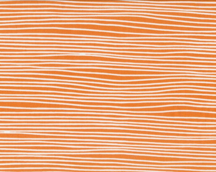 Patchworkstoff FOLLIE, unregelmäßige Streifen, orange-weiß