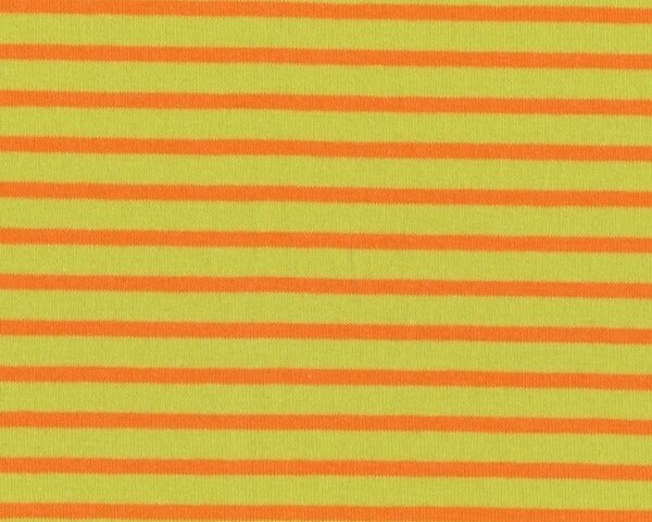 Baumwoll-Jersey "Campan" mit Streifen, apfelgrün-orange
