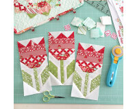 Patchworkstoff HELLO DARLING, Blumen-Bouquets, wollweiß-rot, Moda Fabrics
