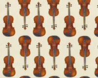 Patchworkstoff IN TUNE, Violinen, creme-braun-gold metallic