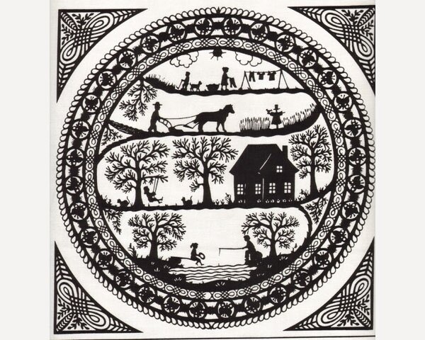 60-cm-Rapport Patchworkstoff SIMPLE PLEASURES, Scherenschnitt, schwarz, Northcott