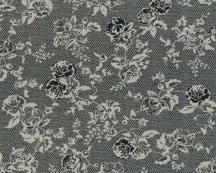 Designer-Viskosestoff aus Italien BLUEGIRL, Rosen, hellbeige-schwarz