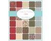 Patchworkstoff UNDER THE MISTLETOE, Stern-Blatt-Ornamente, hellbeige-dunkelrot, Moda Fabrics