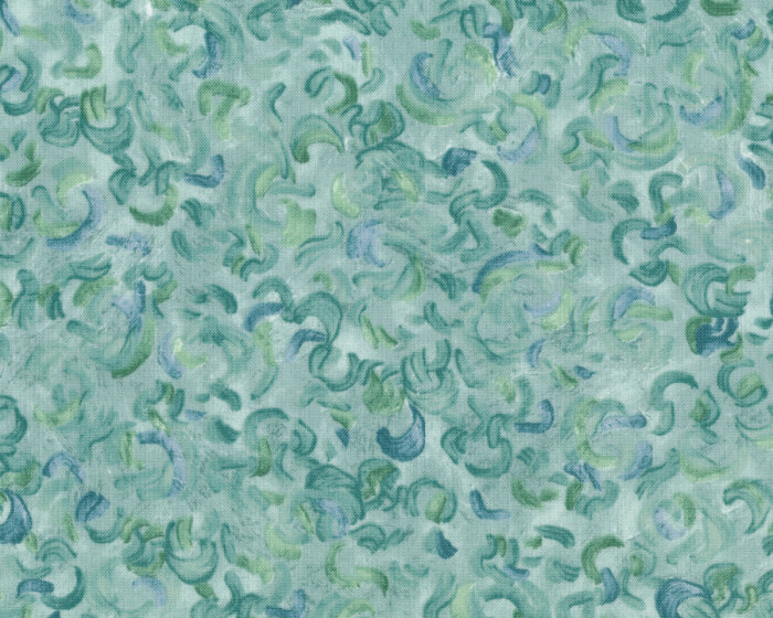 Patchworkstoff VINCENT VAN GOGH, Blick auf Auvers, Kringel-Vordergrund, helles türkis-graublau