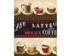 Patchworkstoff COFFEE MOMENT, Kaffee-Spezialitäten als Längsbordüren, gedecktes dunkelrot-schwarz