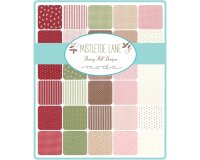 60-cm-Rapport Patchworkstoff MISTLETOE LANE, Anhänger für Adventskalender, dunkelrot-wollweiß, Moda Fabrics