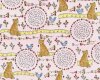 Patchworkstoff "Stitches" mit Katzen, Vögeln und Maßband und Garnrollen, hellrosa-hellbraun