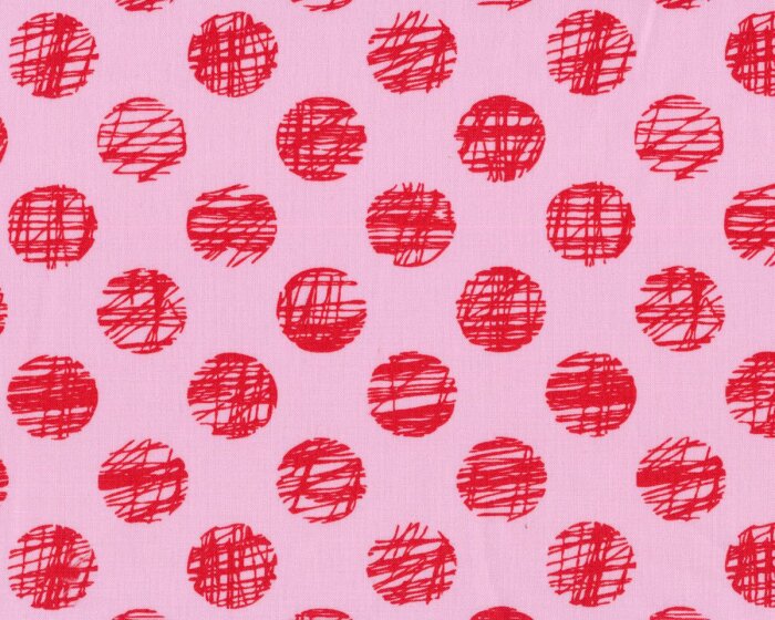 Patchworkstoff HEY DOT, Kritzel-Kreise, rosa-rot, Moda Fabrics