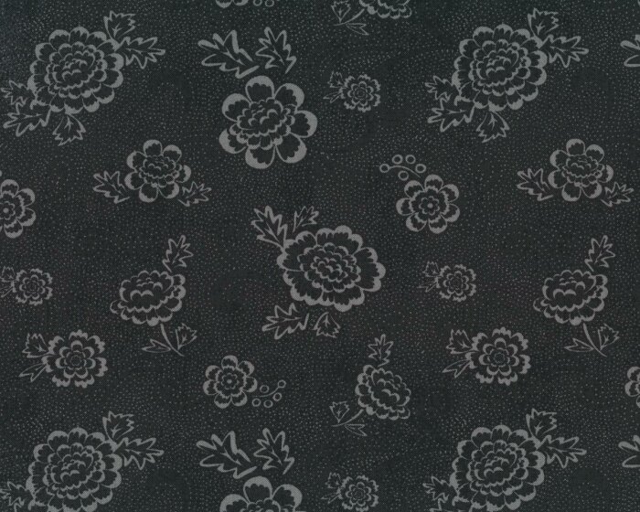 Patchworkstoff BLACK TIE AFFAIR, Rosen, dunkelbraun-dunkles schlammbraun, Moda Fabrics
