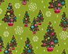 Patchworkstoff CHRISTMAS KITSCH, geschmückte Weihnachtsbäume, grasgrün-dunkelrot