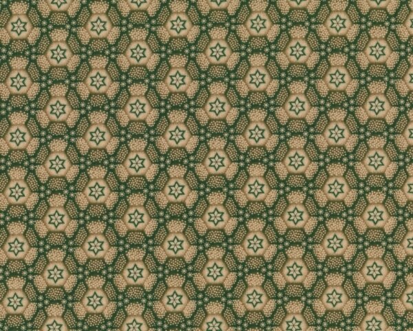 Patchworkstoff "Spirit of Christmas" mit Sternen-Waben-Muster, moosgrün-beige