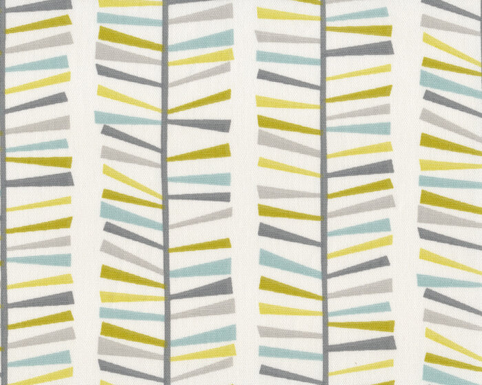 Englischer Dekostoff Clarke & Clarke MALMO, moderne Federstreifen, gebrochenes weiß-dunkles limette