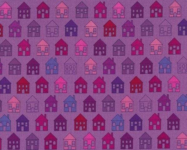 Patchworkstoff QUILTERS BASIC PERFECT, kleine Häuser, helllila-rosa