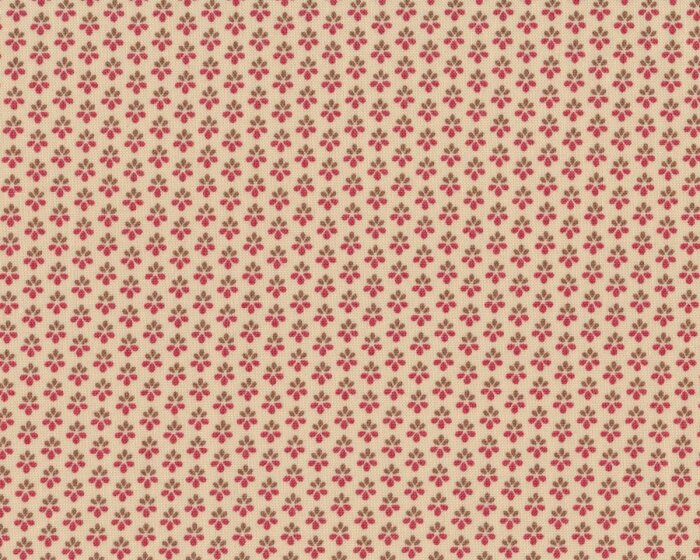 Patchworkstoff PETITE PRINTS, Mini-Blüten, schlammbraun-pastellrot, Moda Fabrics