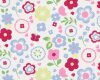 Englischer Dekostoff Clarke & Clarke "Vintage Classics Retro Floral" mit Comic-Blumen, stumpfes dunkelrot-hellblau