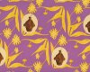 Patchworkserie "Fairy Tip Toes" mit Muffins und Blättern, helllila-goldgelb