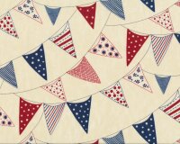 Patchworkstoff RED, WHITE, FREE, Wimpelkette,...