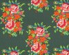 Patchworkstoff DOWRY, Raster-Blumen, tannengrün-orange