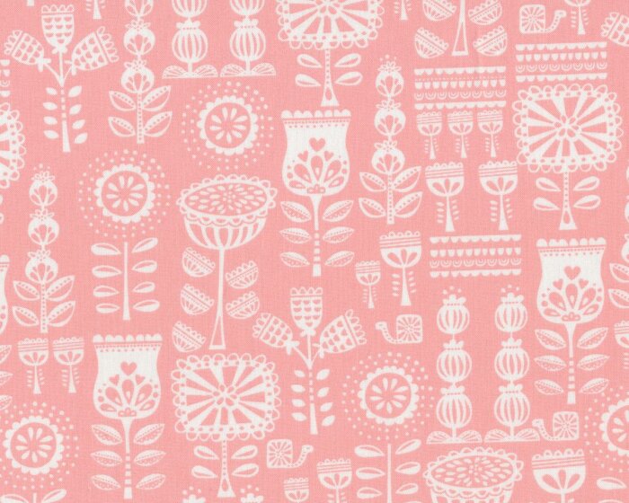 Patchworkstoff LIL RED, folkloristische Blumen, altrosa, Moda Fabrics