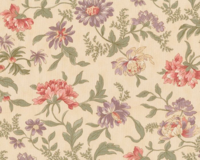 Patchworkstoff HYDE PARK, gefüllte Blüten, hellbeige, Moda Fabrics