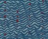 Patchworkstoff BRAZILIA WAVE mit Wellen und Tupfen, taubenblau-braun