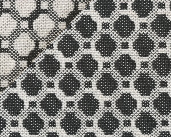 Doppelseitiger Struktur-Woll-Jacquard aus Italien "Ottagono" mit Retro-Geometrien, anthrazit-wollweiß