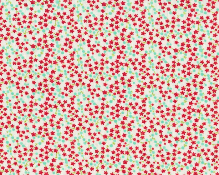 Patchworkstoff BONNIE & CAMILLE BASICS, Blümchen und Punkte, rot-wollweiß, Moda Fabrics