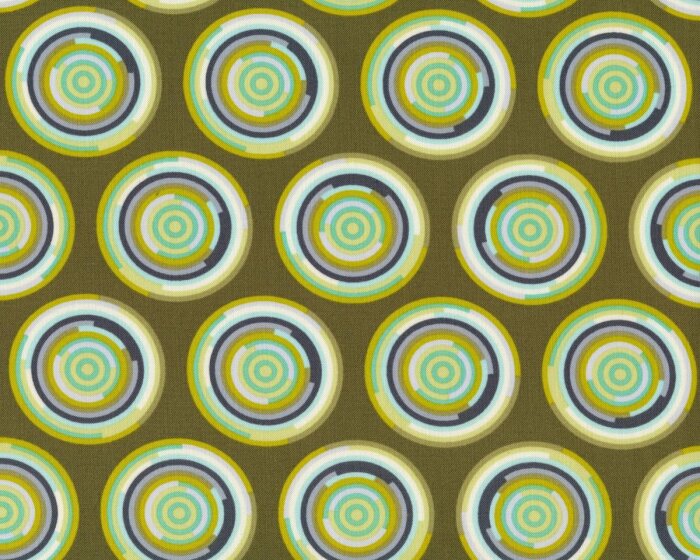 Patchworkstoff CHIPPER, hypnotische Kreise, olivge, Tula Pink