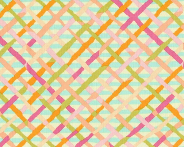 Patchworkstoff "Mad Plaid", diagonales Gitter auf Streifen, altrosa-hellgrün-pink
