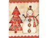 60-cm-Rapport Patchworkstoff HOLIDAY STITCHES, Weihnachts-Panel, hellbraun-rot